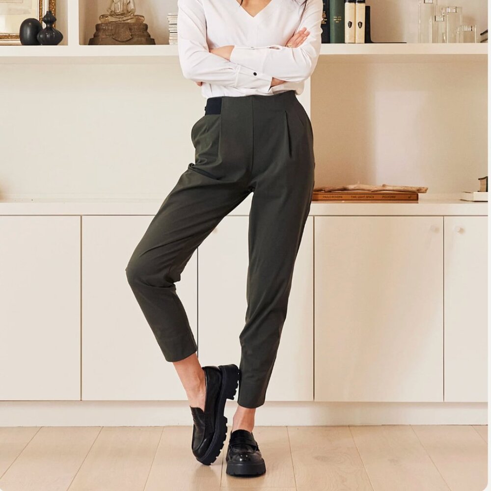 ADAY Turn It Up Tailored Stretch Pull On Trouser Pants Balsam Green Women size S